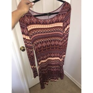 long sleeve fall colored mini dress